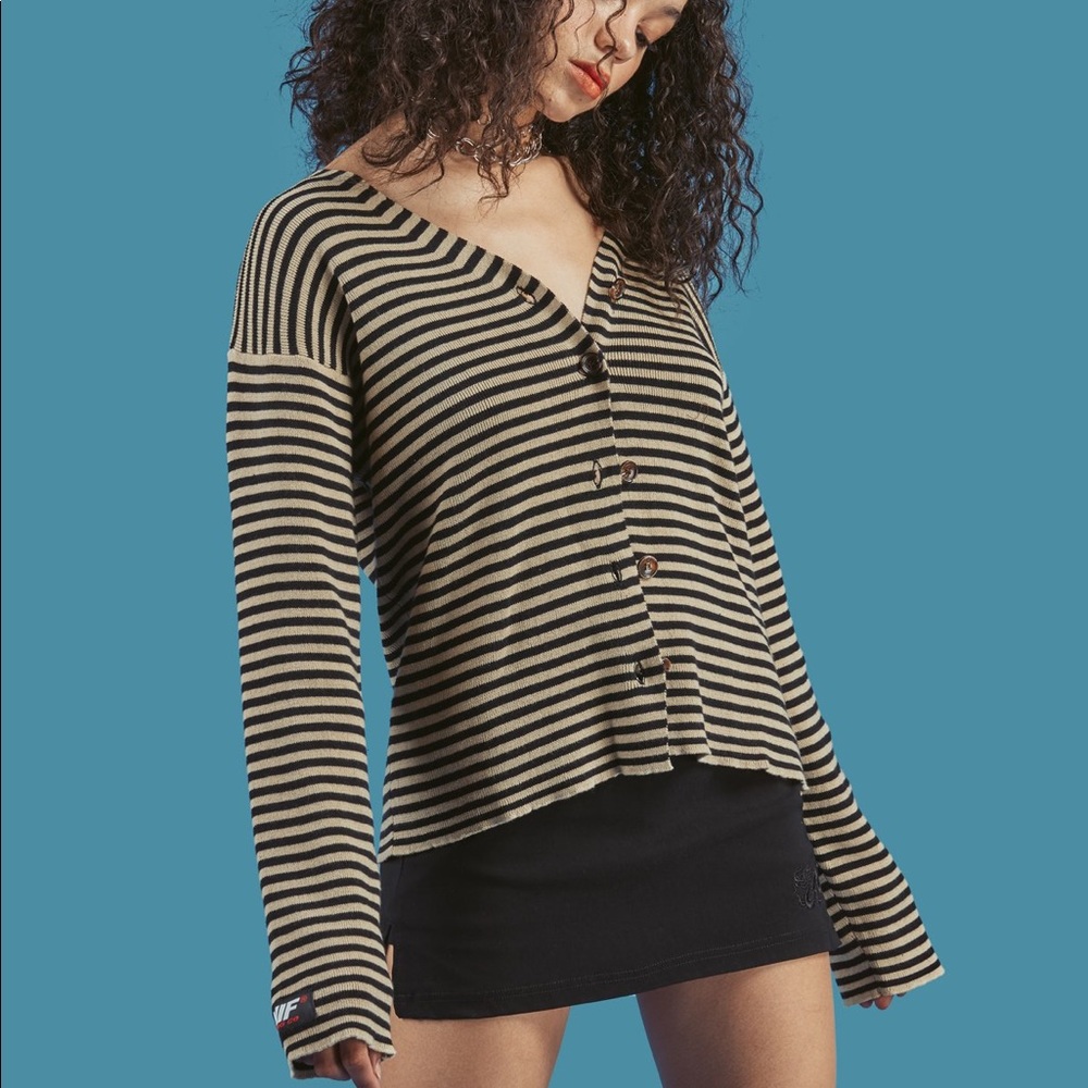 Unif Polly Cardigan in black and cream